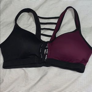 Pink zip up sports bra